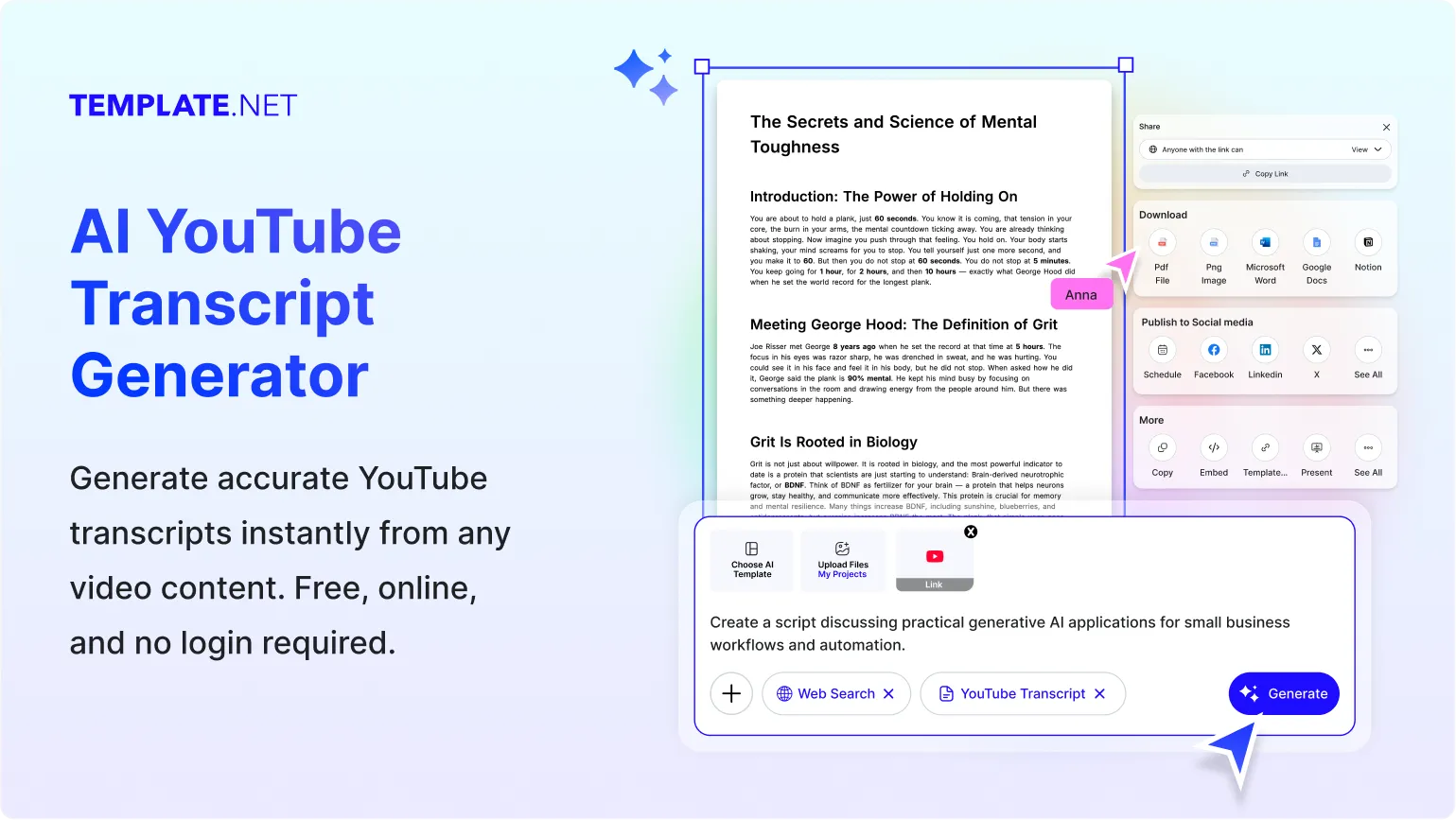 Free AI YouTube Transcript Generator | AI Video to Text Tool Online [ No Signup ]